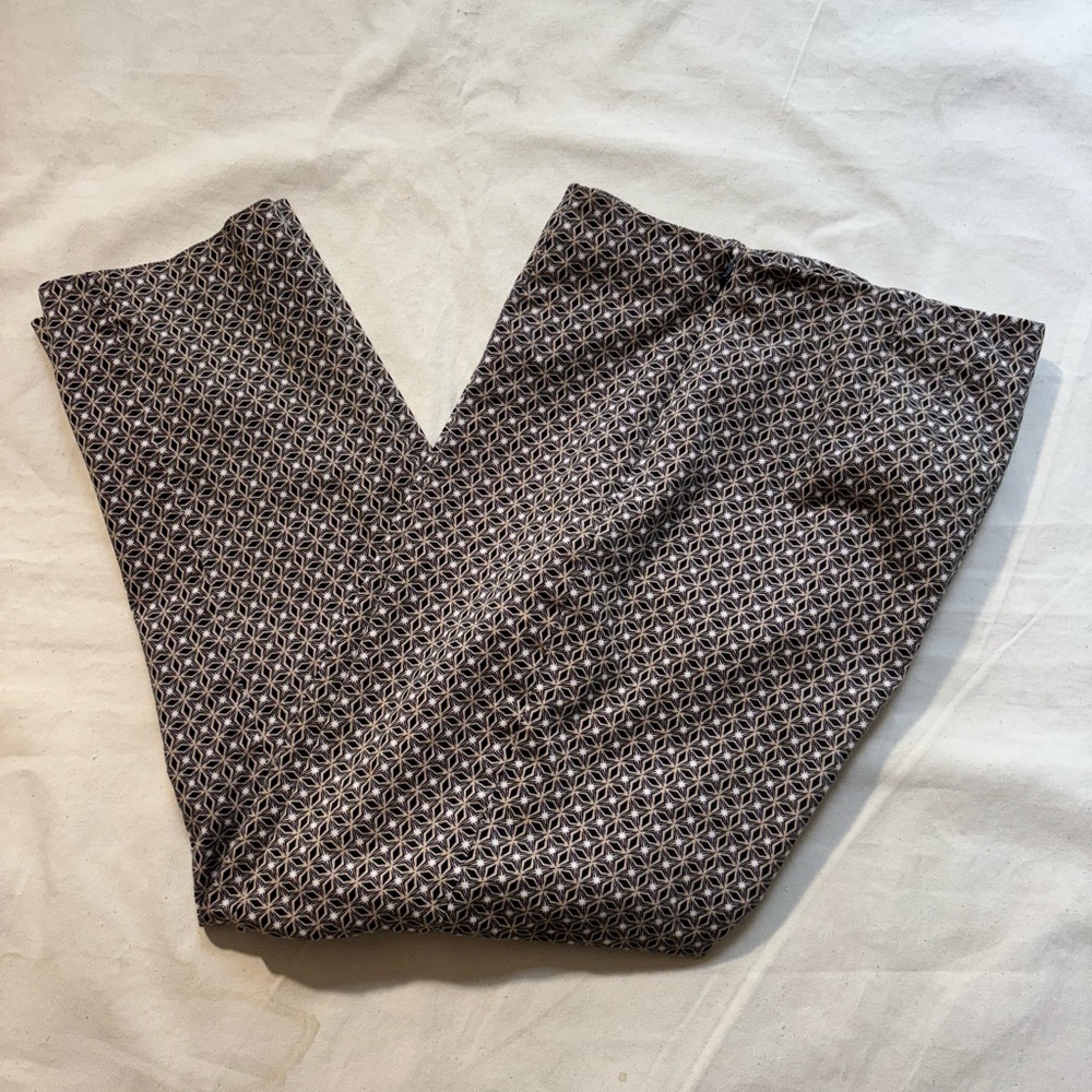J.Jill  size 8 Ankle Printed Trousers  Pants Brown/white